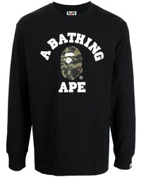 T-shirt à manche longue imprimé noir A Bathing Ape