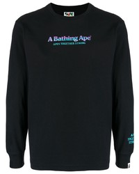 T-shirt à manche longue imprimé noir A Bathing Ape