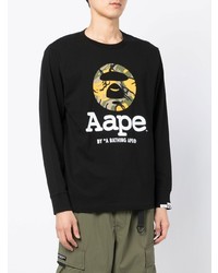 T-shirt à manche longue imprimé noir AAPE BY A BATHING APE