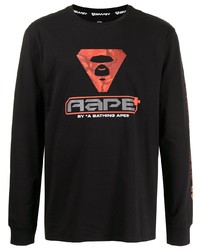 T-shirt à manche longue imprimé noir AAPE BY A BATHING APE