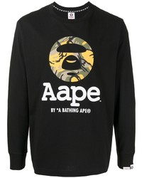 T-shirt à manche longue imprimé noir AAPE BY A BATHING APE