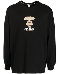 T-shirt à manche longue imprimé noir AAPE BY A BATHING APE
