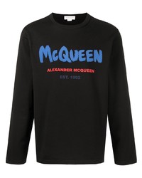 T-shirt à manche longue imprimé noir Alexander McQueen