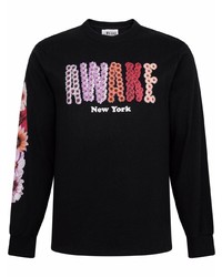 T-shirt à manche longue imprimé noir Awake NY