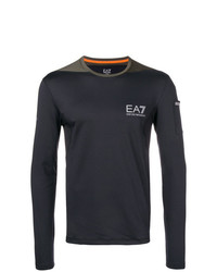 T-shirt à manche longue imprimé noir Ea7 Emporio Armani