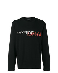 T-shirt à manche longue imprimé noir Emporio Armani