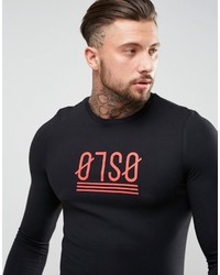 T-shirt à manche longue imprimé noir Asos