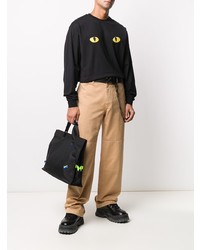 T-shirt à manche longue imprimé noir MSGM