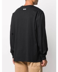 T-shirt à manche longue imprimé noir MSGM