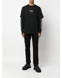 T-shirt à manche longue imprimé noir Moncler