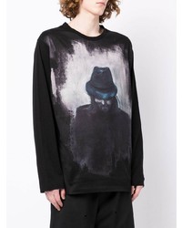 T-shirt à manche longue imprimé noir Yohji Yamamoto