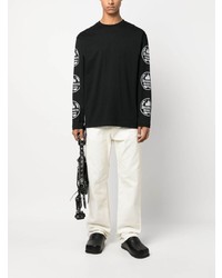 T-shirt à manche longue imprimé noir MSGM