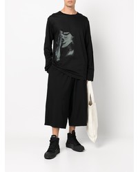 T-shirt à manche longue imprimé noir Yohji Yamamoto