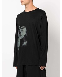 T-shirt à manche longue imprimé noir Yohji Yamamoto