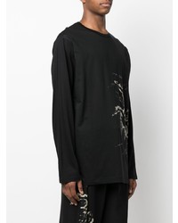 T-shirt à manche longue imprimé noir Yohji Yamamoto