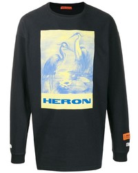 T-shirt à manche longue imprimé noir Heron Preston