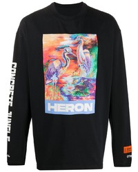 T-shirt à manche longue imprimé noir Heron Preston