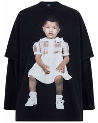 T-shirt à manche longue imprimé noir Kanye West
