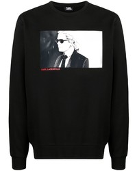 T-shirt à manche longue imprimé noir Karl Lagerfeld