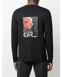 T-shirt à manche longue imprimé noir Karl Lagerfeld