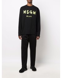 T-shirt à manche longue imprimé noir MSGM