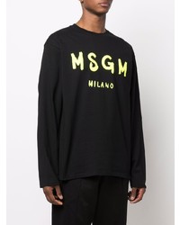 T-shirt à manche longue imprimé noir MSGM