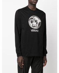 T-shirt à manche longue imprimé noir Versace