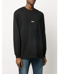 T-shirt à manche longue imprimé noir MSGM