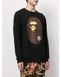 T-shirt à manche longue imprimé noir A Bathing Ape