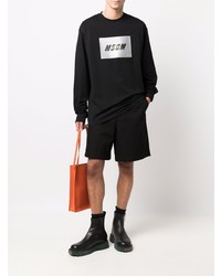 T-shirt à manche longue imprimé noir MSGM