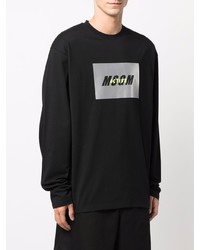 T-shirt à manche longue imprimé noir MSGM