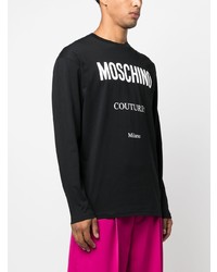 T-shirt à manche longue imprimé noir Moschino