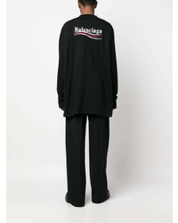 T-shirt à manche longue imprimé noir Balenciaga