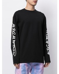 T-shirt à manche longue imprimé noir MSGM