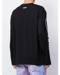 T-shirt à manche longue imprimé noir MSGM