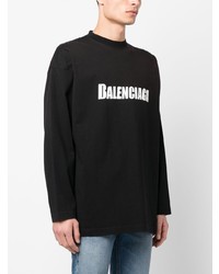 T-shirt à manche longue imprimé noir Balenciaga