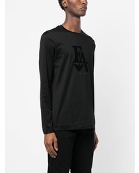 T-shirt à manche longue imprimé noir Emporio Armani