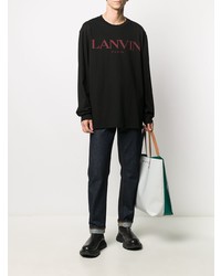 T-shirt à manche longue imprimé noir Lanvin