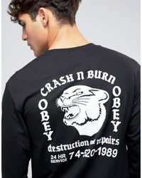 T-shirt à manche longue imprimé noir Obey