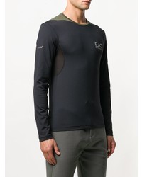 T-shirt à manche longue imprimé noir Ea7 Emporio Armani