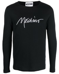 T-shirt à manche longue imprimé noir Moschino