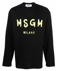 T-shirt à manche longue imprimé noir MSGM