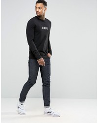 T-shirt à manche longue imprimé noir Asos