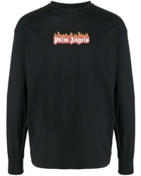 T-shirt à manche longue imprimé noir Palm Angels
