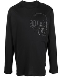T-shirt à manche longue imprimé noir Philipp Plein