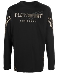 T-shirt à manche longue imprimé noir Plein Sport