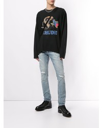 T-shirt à manche longue imprimé noir Rhude