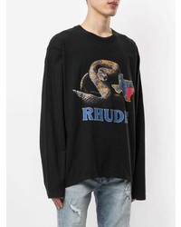 T-shirt à manche longue imprimé noir Rhude