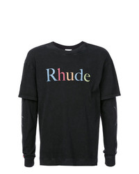 T-shirt à manche longue imprimé noir Rhude