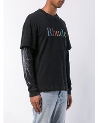 T-shirt à manche longue imprimé noir Rhude